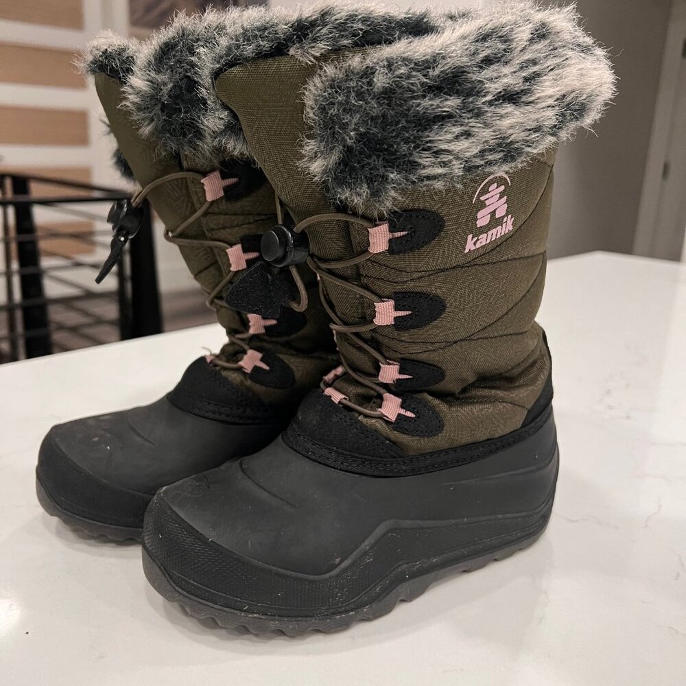 Kamik Kids Winter Snow Boots Size 2 – Waterproof, Insulated, Faux Fur Trim
